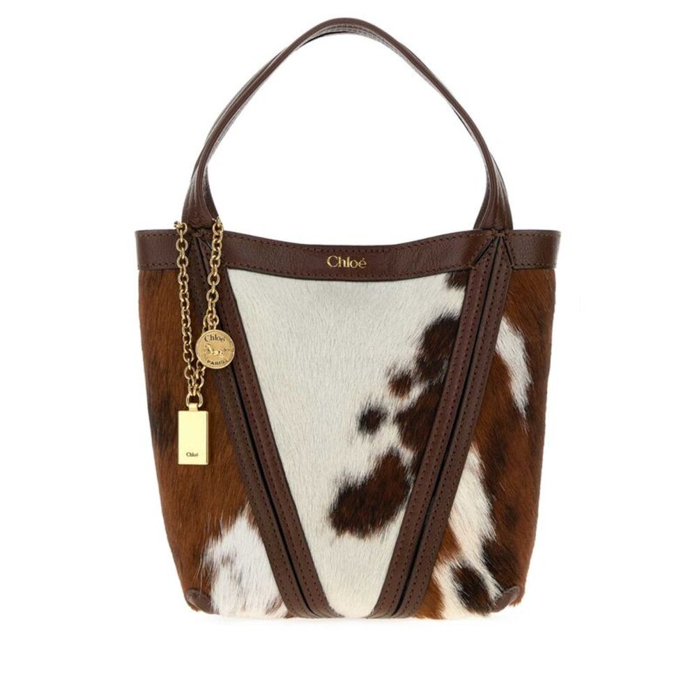 Chloe Women Printed Calf Hair Small Chloe Spin Bucket Bag
